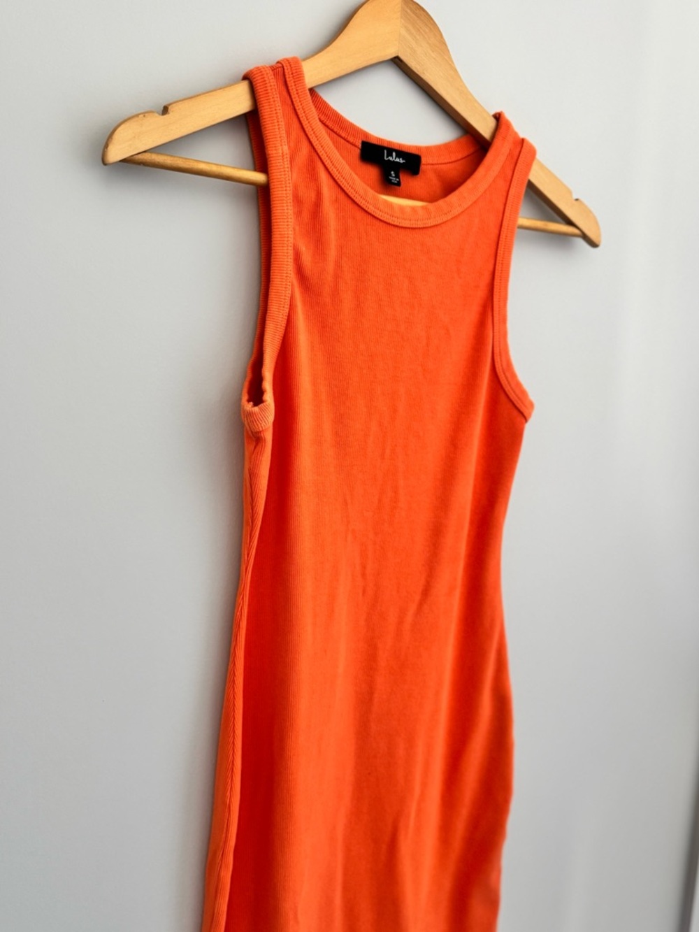 Lulus Sleek Orange Ribbed Midi Dress - Women's Bodycon Tank Style - Picture 7 of 8
